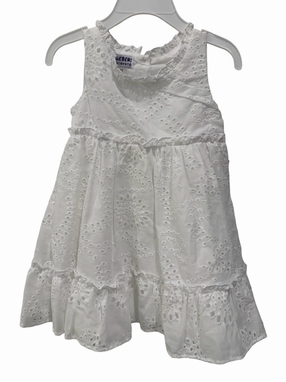 New Blueberi Boulevard White Eyelet Ruffle Hem Sundress